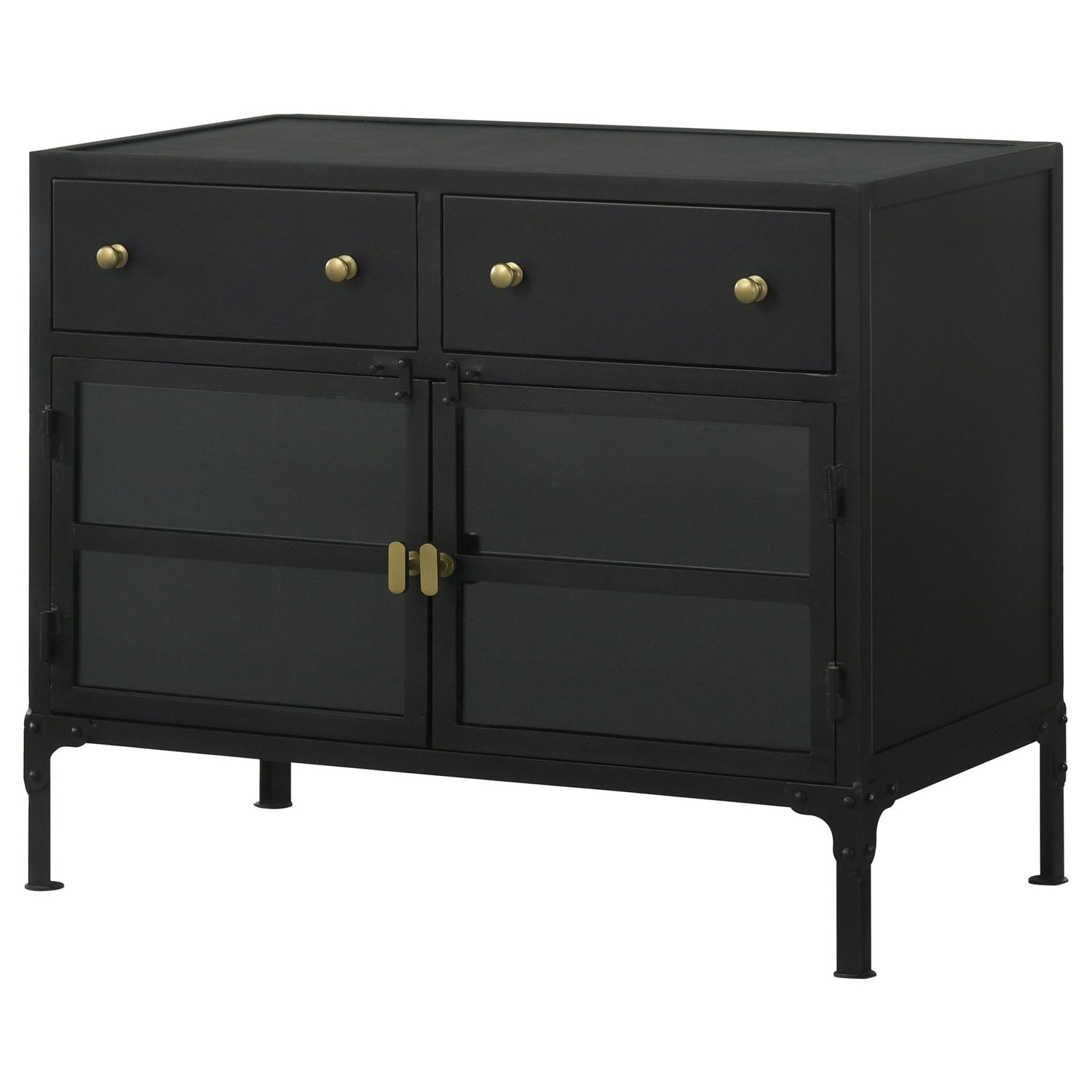 Accent Cabinet - Sadler 2-drawer Accent Cabinet with Glass Doors Black