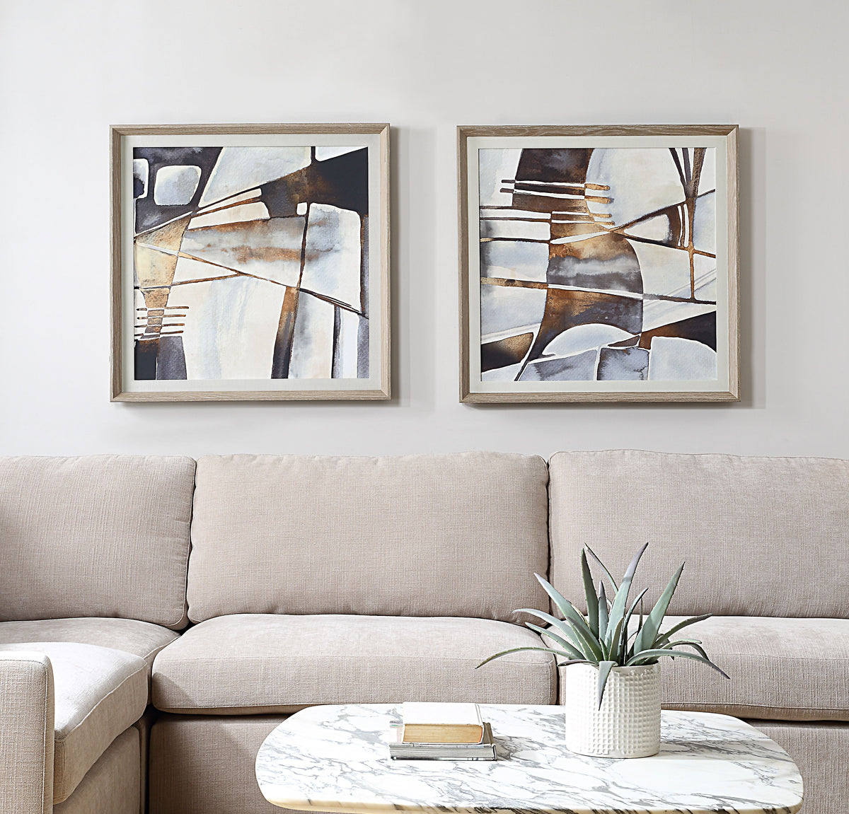 Vetrina Framed Abstract Prints (Set of 2) - Gray by Uttermost - View 2