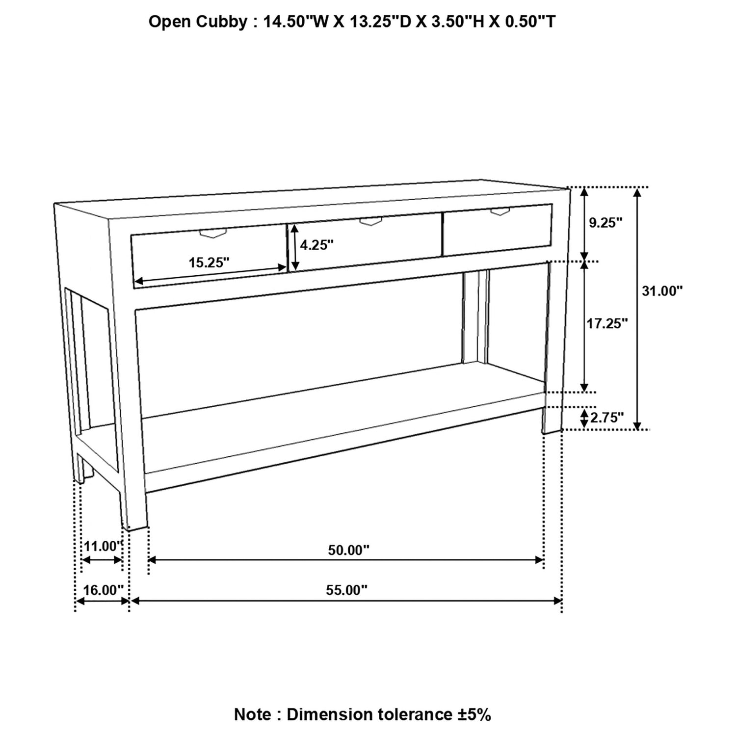 Console Table - Esther 3-drawer Storage Console Table Natural Sheesham