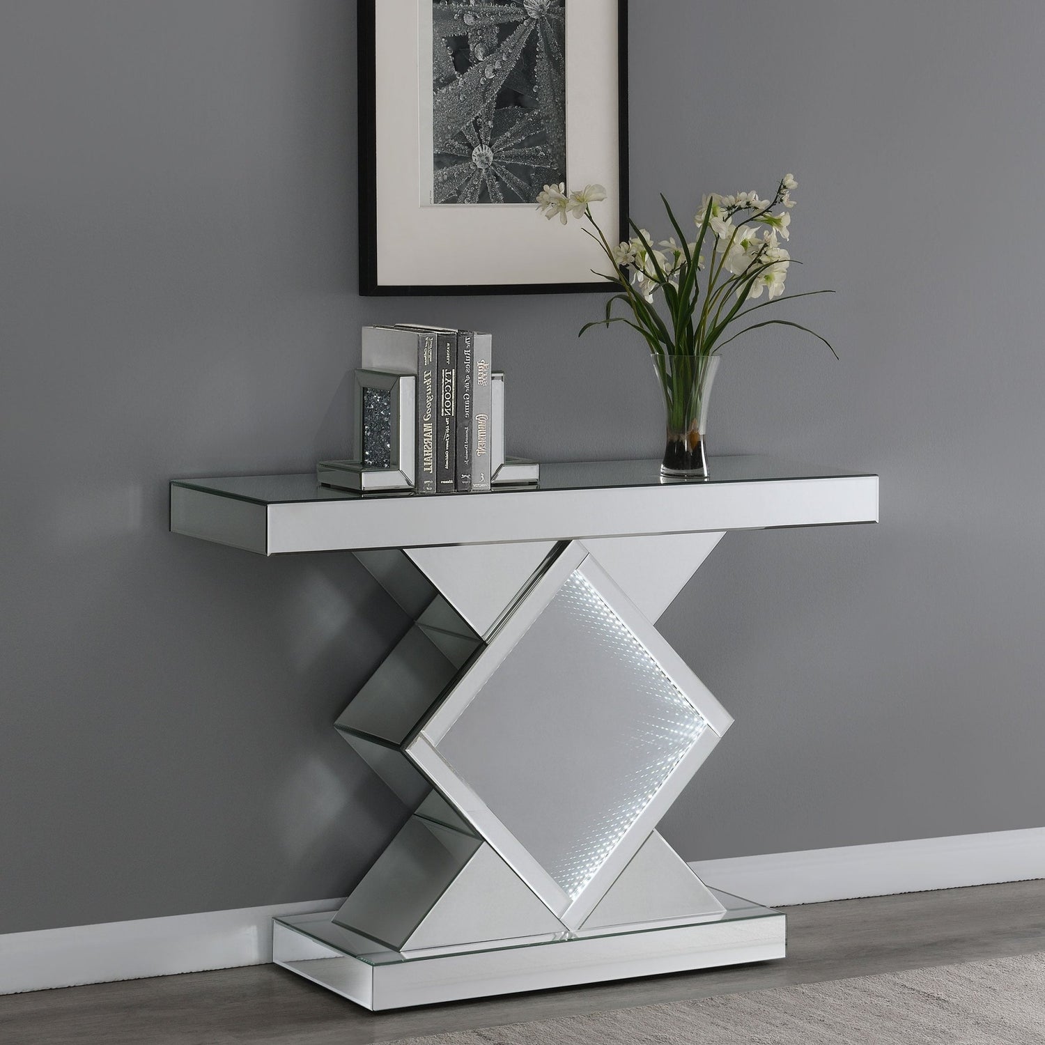 Andorra Console Table with LED Lighting Silver | Coaster | Home Elegance USA