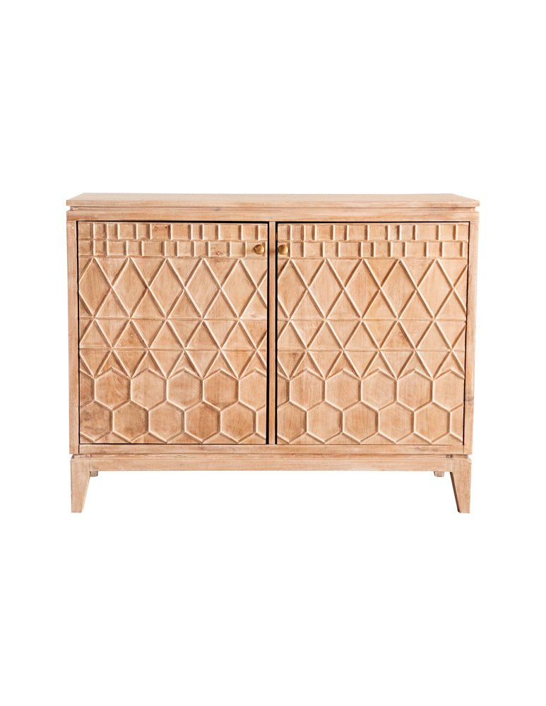 Eberto 2 - door Geometric Accent Cabinet White Distressed | Coaster | Home Elegance USA