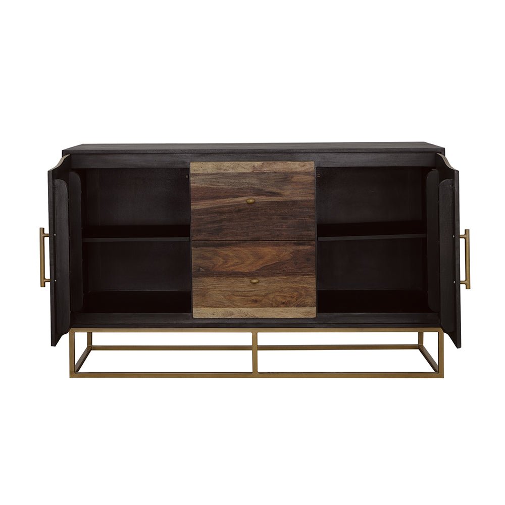 Zara 2 - drawer Accent Cabinet Black Walnut and Gold | Coaster | Home Elegance USA