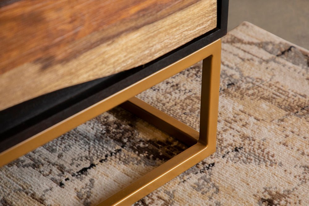 Zara 2 - drawer Accent Cabinet Black Walnut and Gold | Coaster | Home Elegance USA