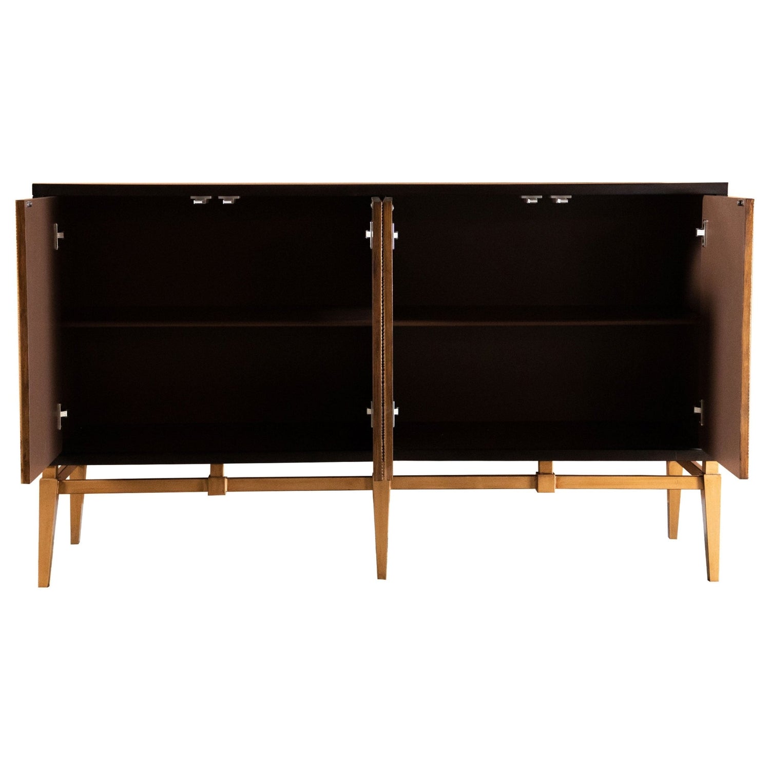 Accent Cabinet - Zira Sunburst 4-door Accent Cabinet Brown and Antique Gold