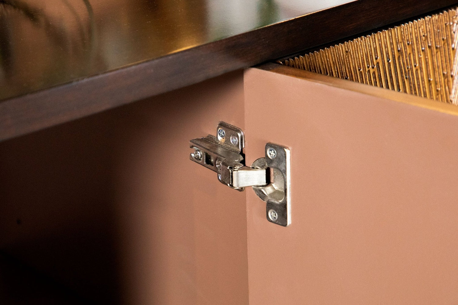 Accent Cabinet - Zira Sunburst 4-door Accent Cabinet Brown and Antique Gold