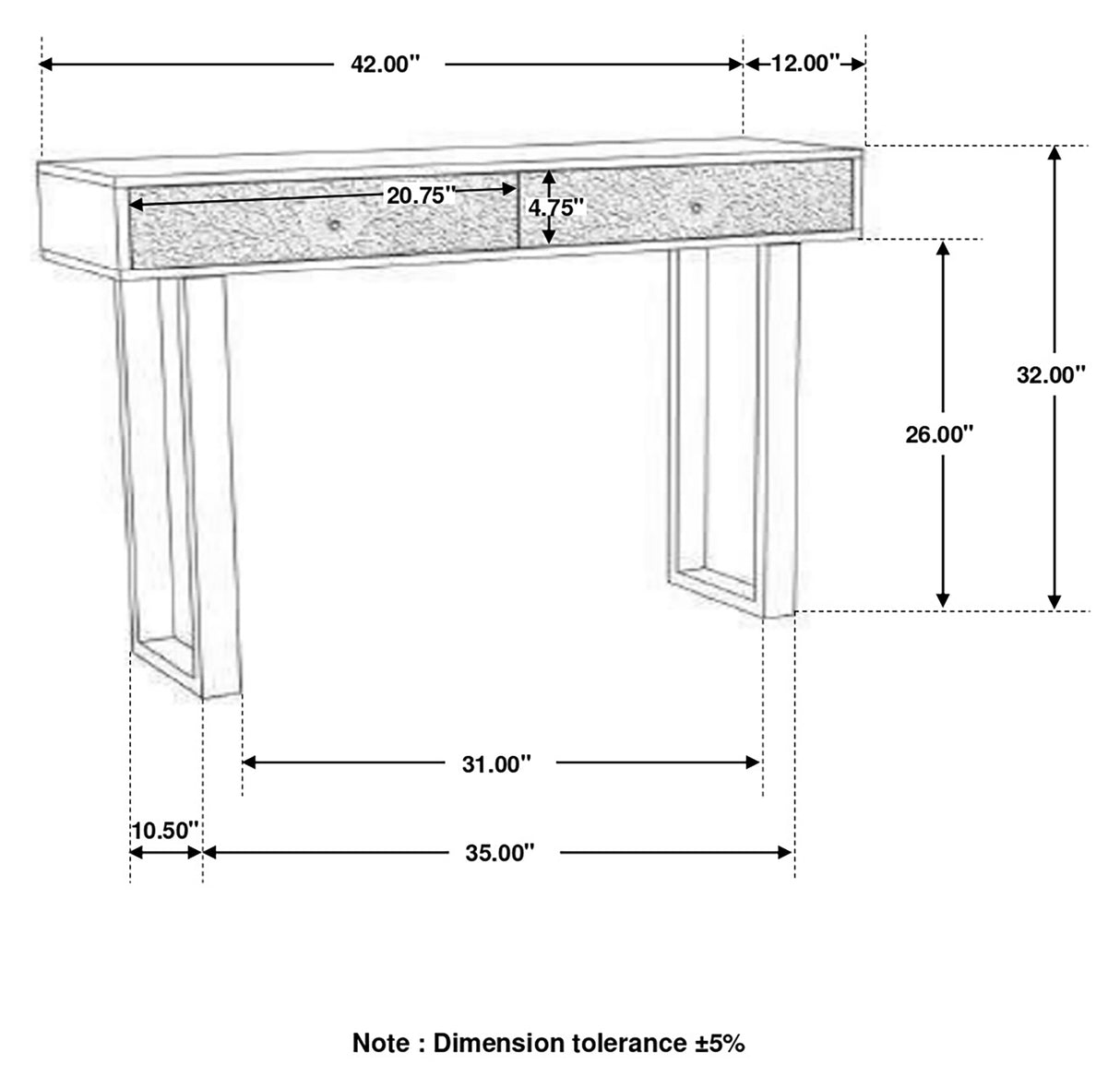 Console Table - Draco Console Table with Hand Carved Drawers Natural