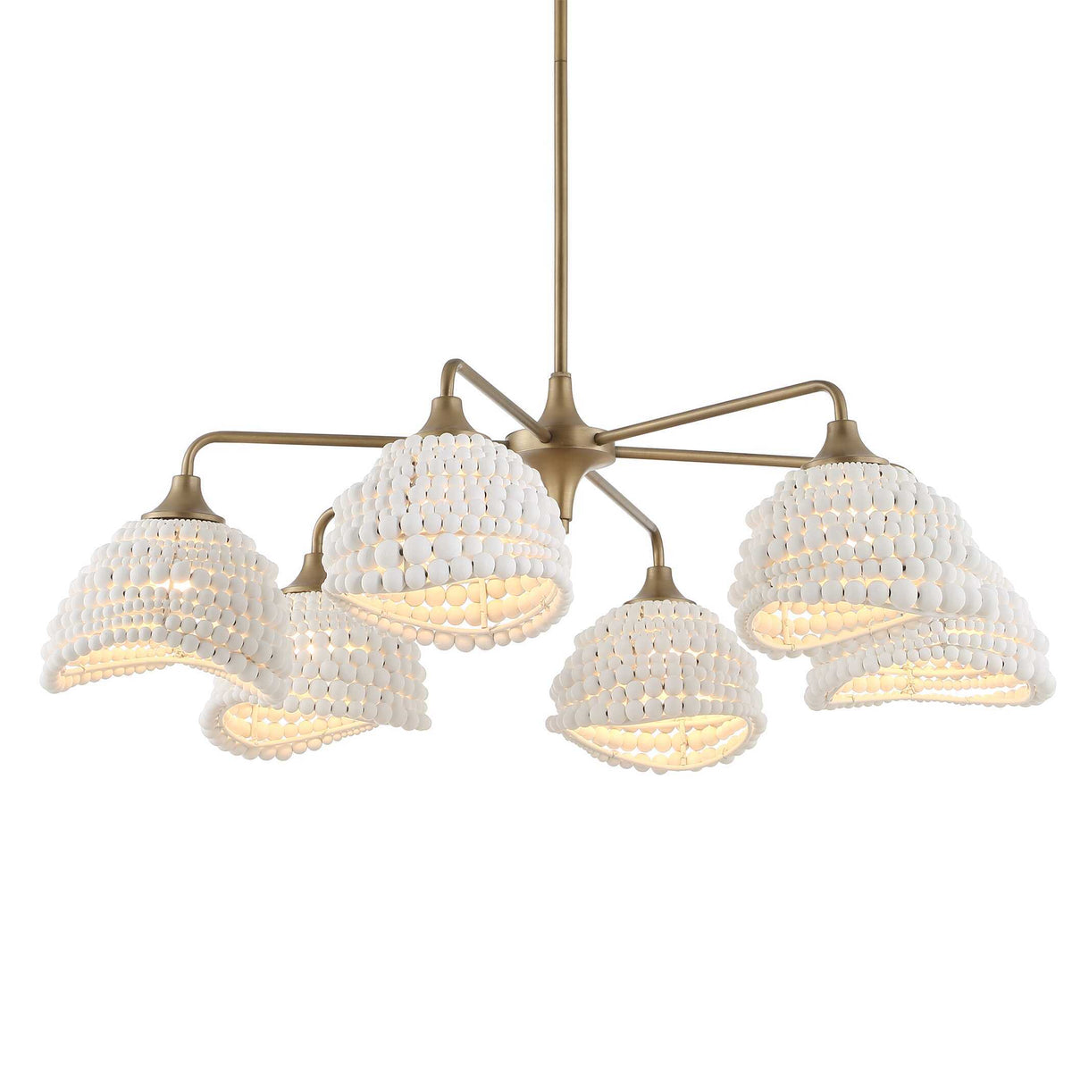 Biddeford 6 Light Beaded Pendant - Gold / White by Uttermost - View 6