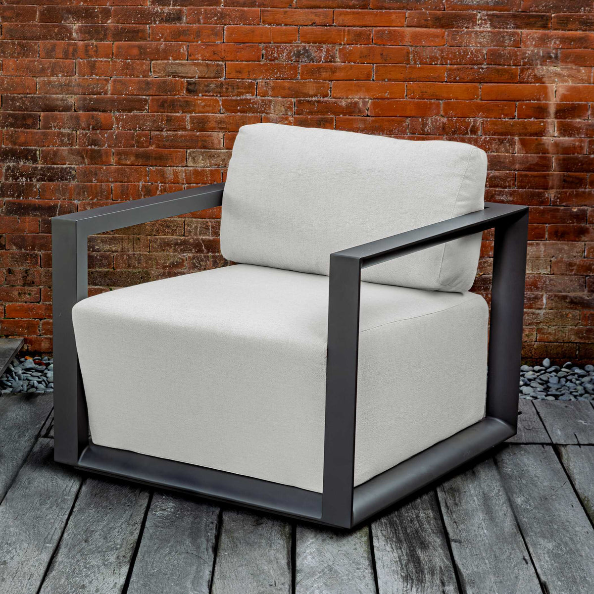 Remsen Outdoor Lounge Chair Black / Oyster - Black / White by Uttermost - View 9