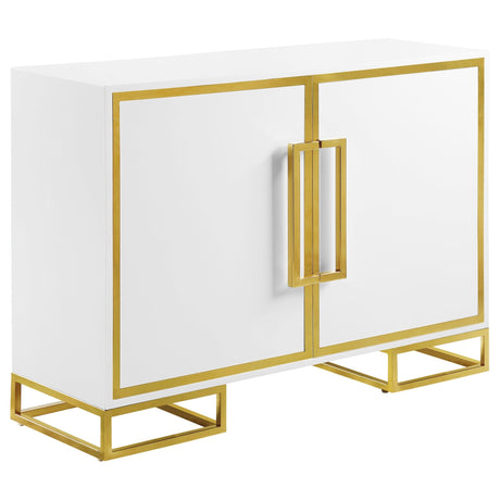 Elsa 2 - door Accent Cabinet with Adjustable Shelves White and Gold | Coaster | Home Elegance USA