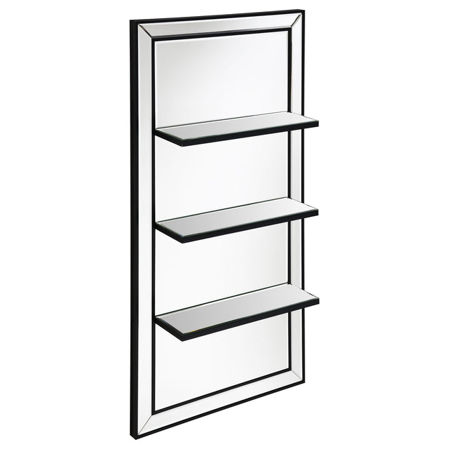 Oriel 24 x 47 Inch Rectangular 3-Shelf Wall Mirror Silver - Home Elegance USA