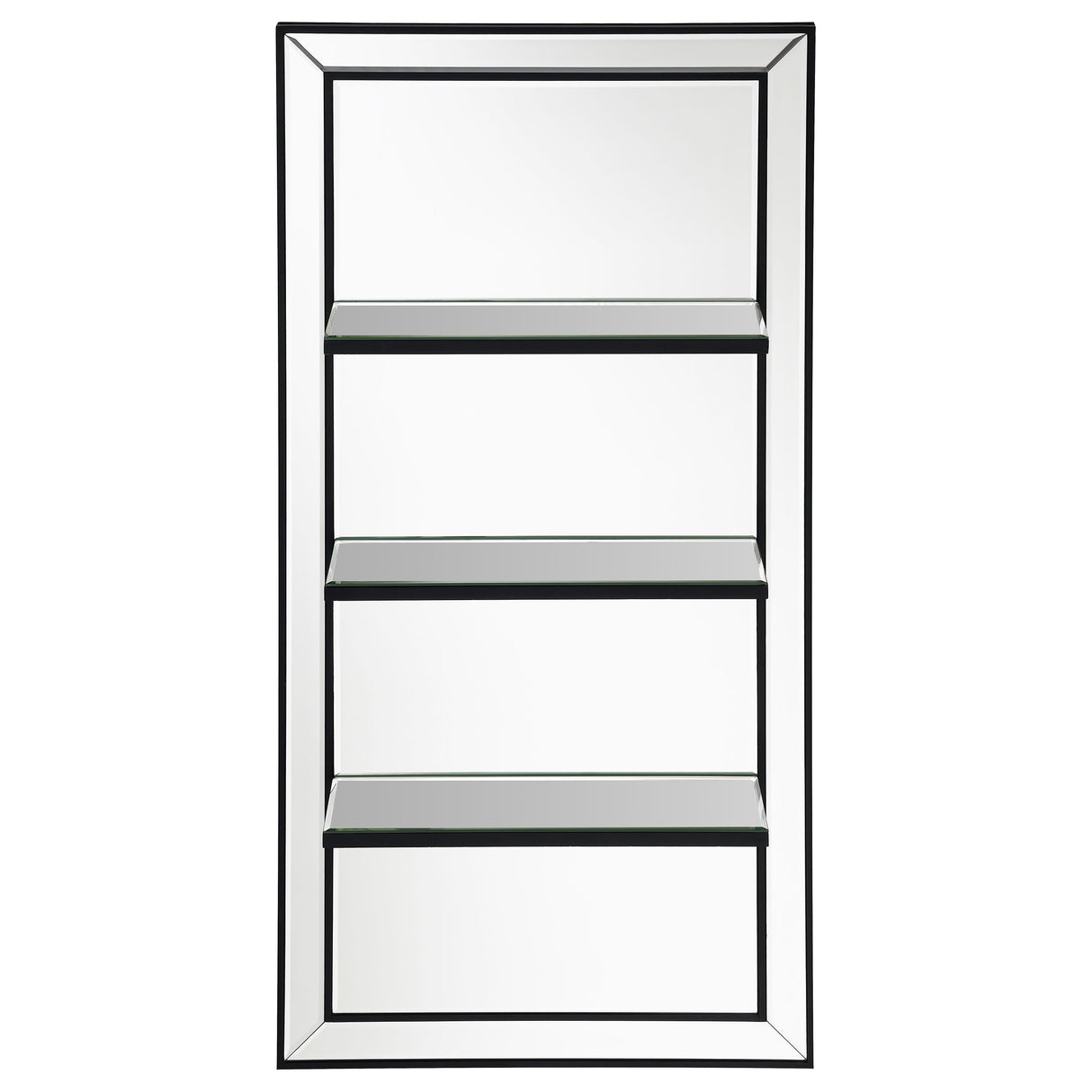 Oriel 24 x 47 Inch Rectangular 3-Shelf Wall Mirror Silver - Home Elegance USA