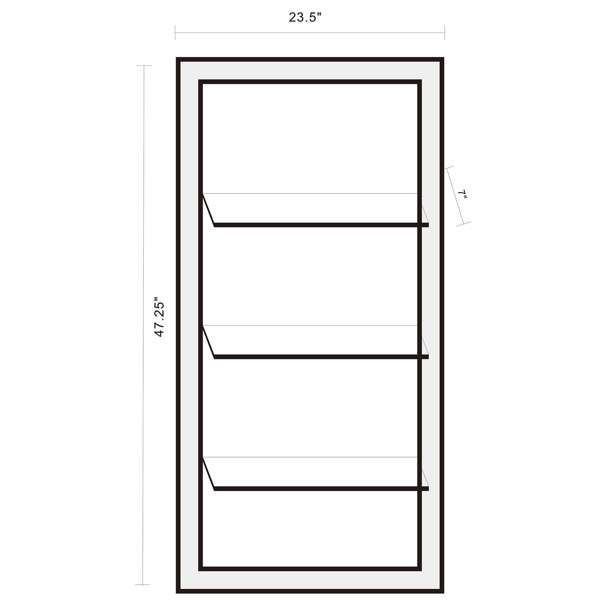 Oriel 24 x 47 Inch Rectangular 3-Shelf Wall Mirror Silver - Home Elegance USA