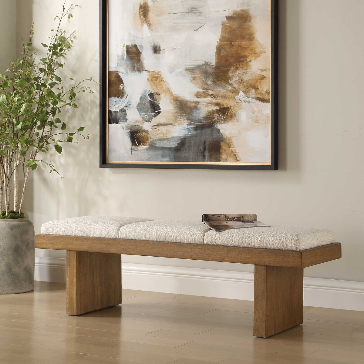 Haden Upholstery Bench - Dark Brown / White by Uttermost - View 3