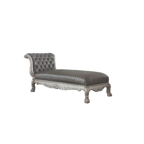 Acme - Dresden Chaise W/Pillow 96275 Namibia Synthetic Leather & Vintage Bone White Finish