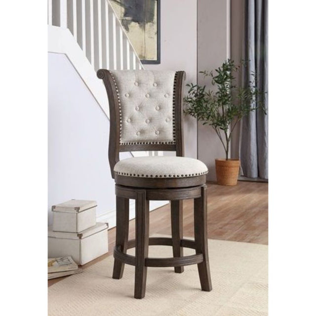Acme - Glison Counter Height Chair (Set-2) 96455 Beige Fabric & Walnut Finish