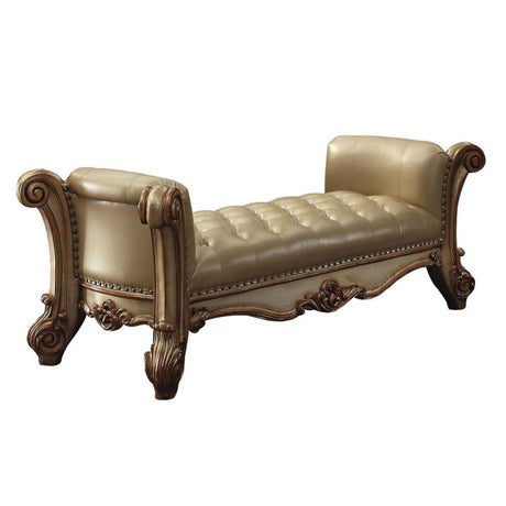 Acme - Vendome Bench 96484 Brass Synthetic Leather & Gold Patina Finish