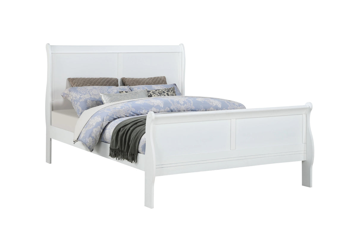 Full Size Bed White Louis Phillipe Solid wood 1pc Bed Bedroom Sleigh Bed Bedroom Furniture