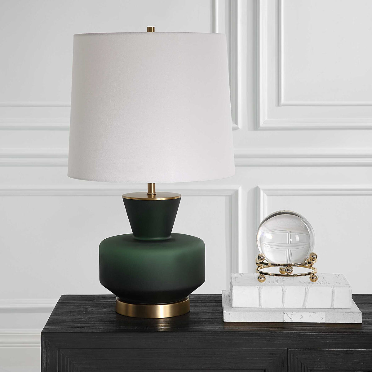 Trentino Table Lamp Dark Emerald Green - Dark Green / White by Uttermost - View 3