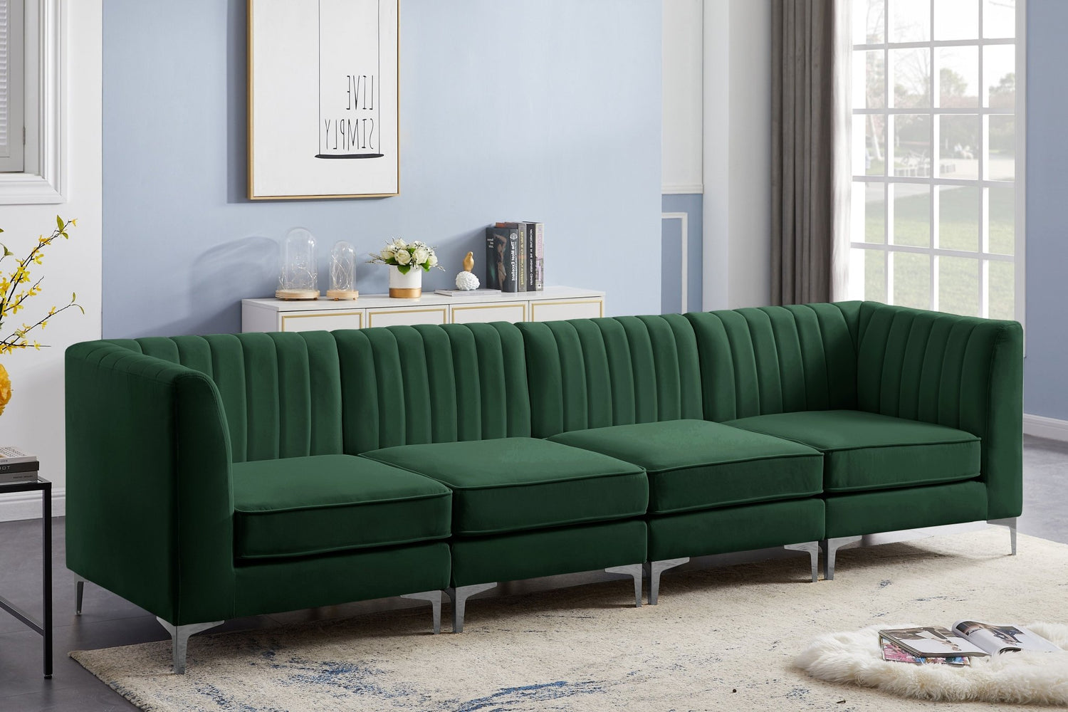 Alina - Modular Sectional - Green - Fabric - Modern & Contemporary | Home Elegance USA