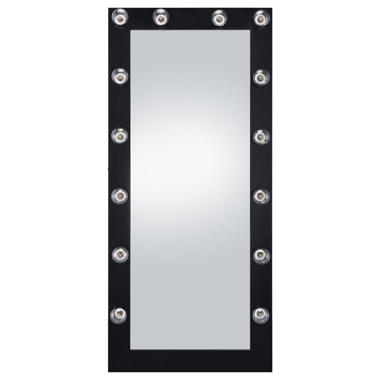 Floor Mirror - Zayan Full Length Floor Mirror With Lighting Black High Gloss