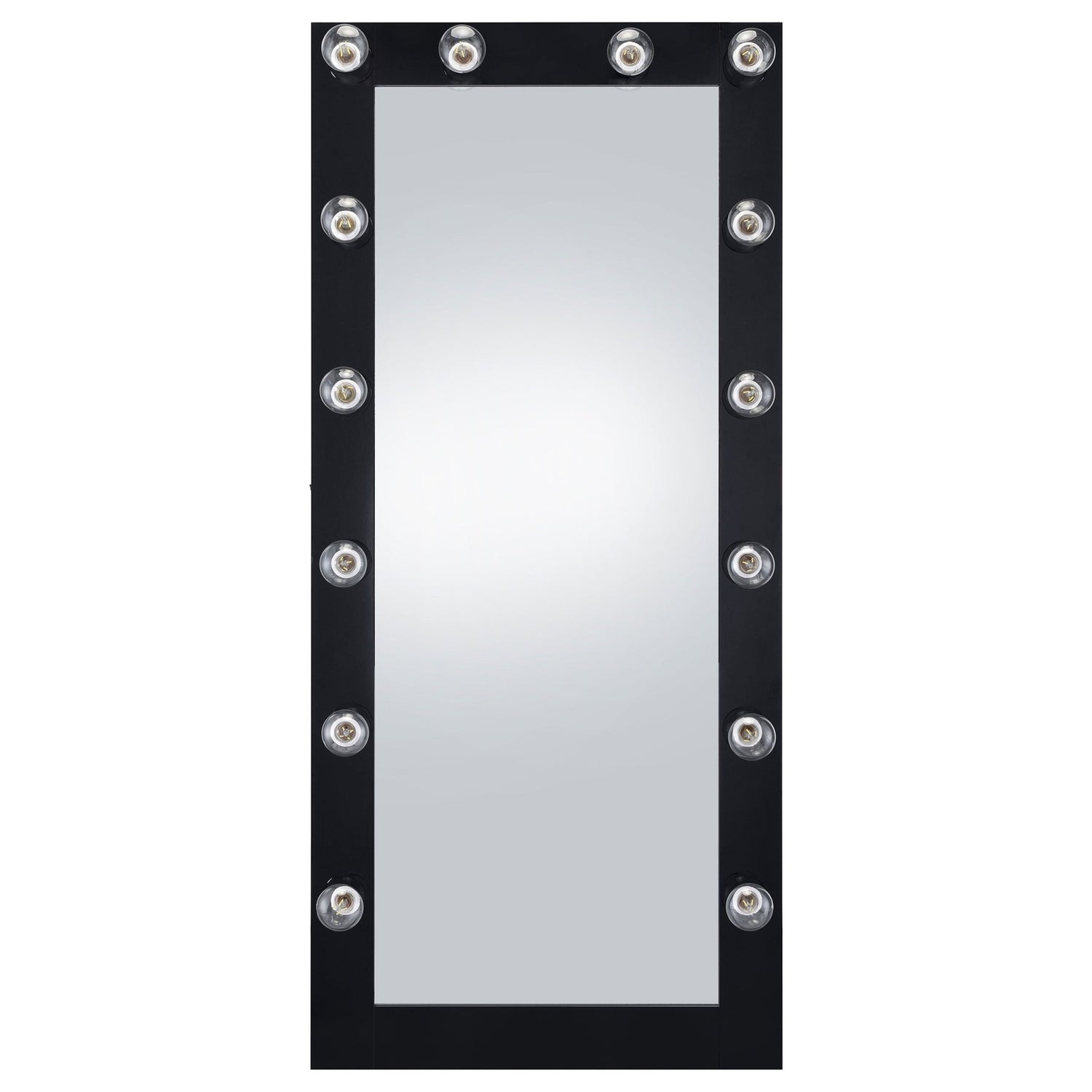 Floor Mirror - Zayan Full Length Floor Mirror With Lighting Black High Gloss
