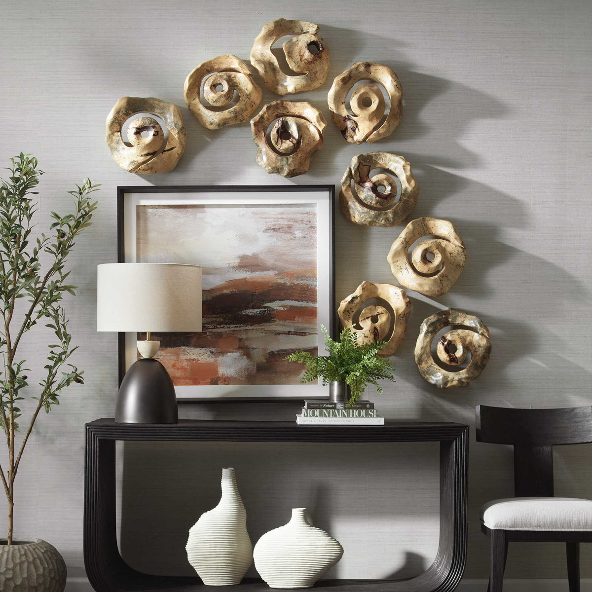 Corkscrew Wood Wall Decor (Set of 9) - Light Brown by Uttermost - View 2