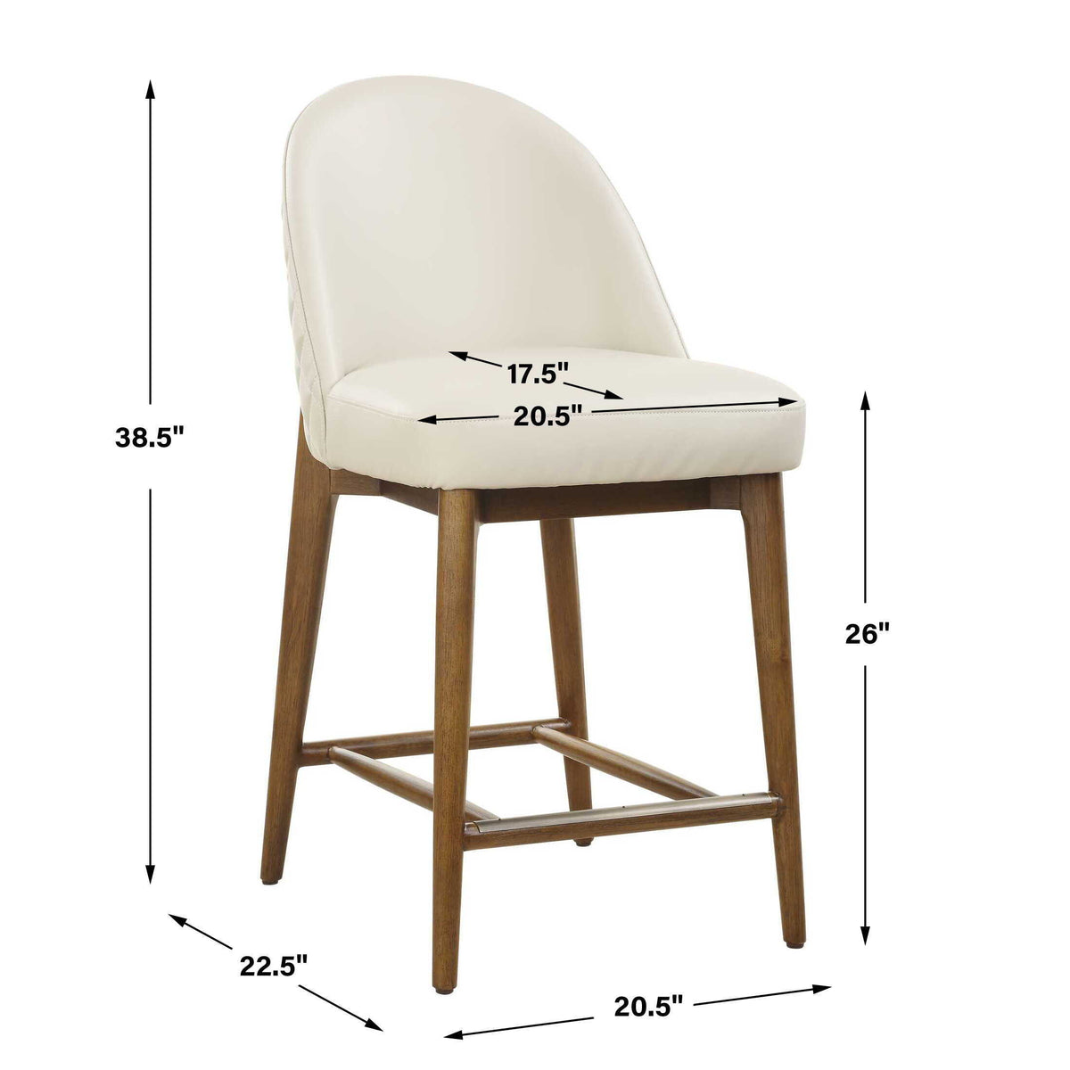 Stitches Leather Counter Stool White / Brown - White / Dark Brown by Uttermost - View 8