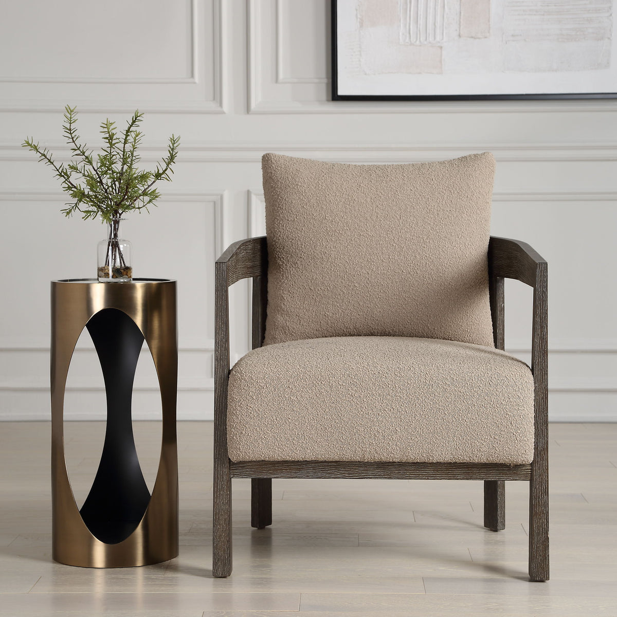 Sienna Sand Fabric Accent Chair - Light Brown by Uttermost - View 2
