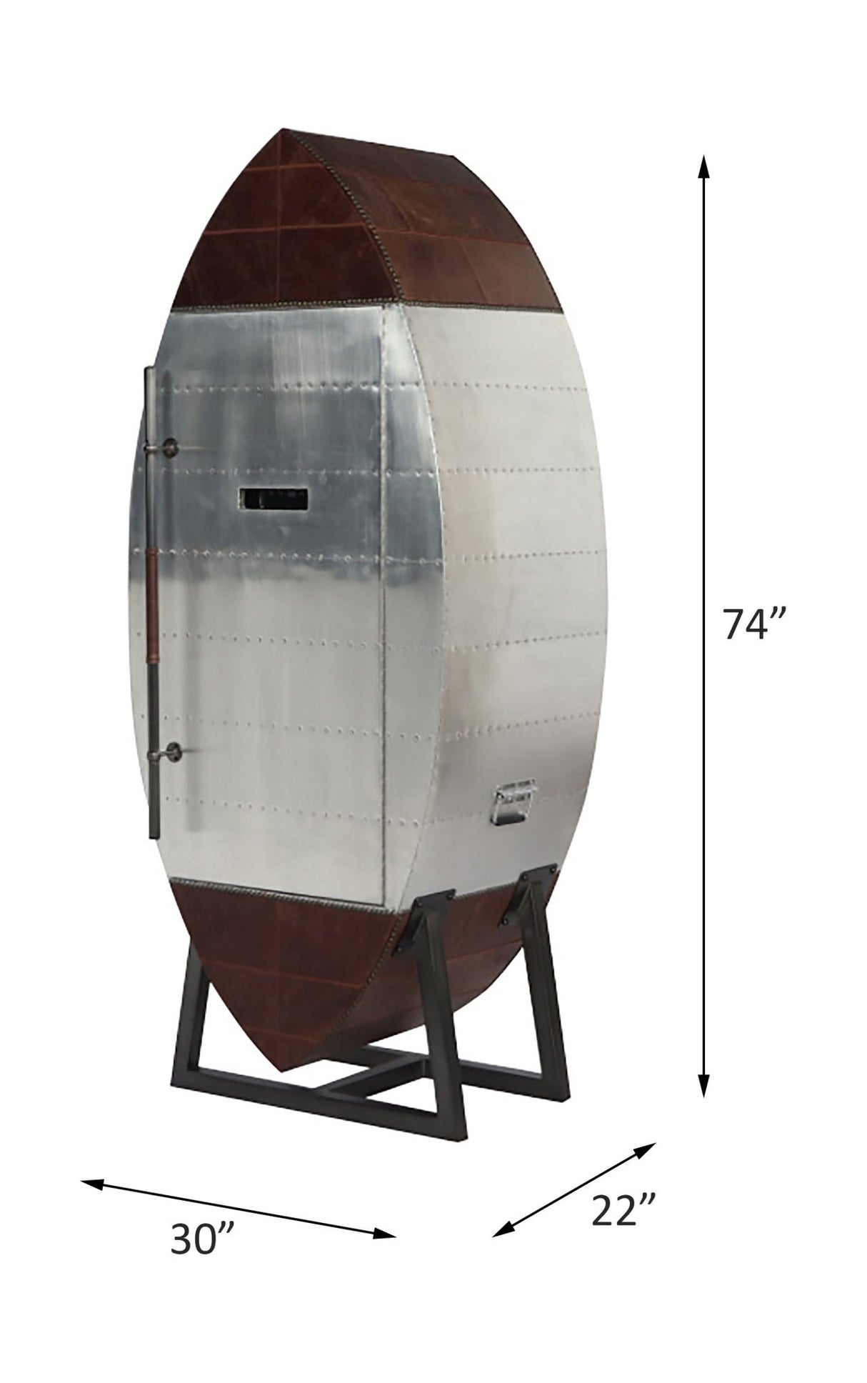 Brancaster Wine Cooler 97195 Retro Brown Top Grain Leather & Aluminum | Acme | Home Elegance USA