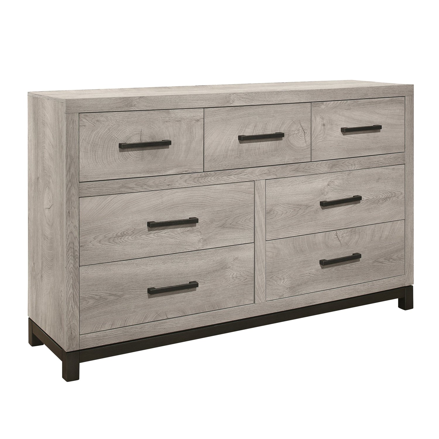 Attractive Gray Finish 1pc Dresser of 7x Drawers Metal Bar Hardware Premium Melamine Board Wooden Bedroom Furniture | Home Elegance USA