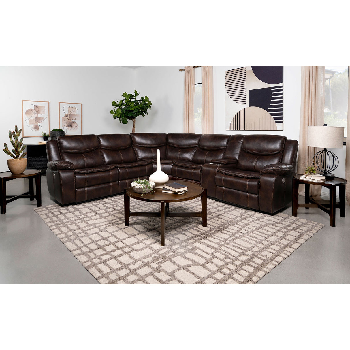 McLean Dark Brown Power Reclining Sectional Sofa - sold by Home Elegance USA