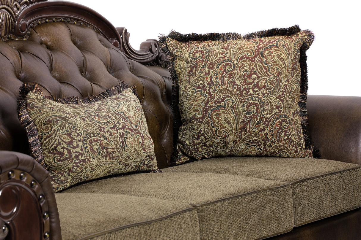 Croydon Sofa in Brown Faux Leather & Microfiber 9815-3 | Homelegance - Home Elegance USA