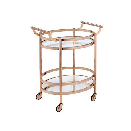 Acme - Lakelyn Serving Cart 98192 Clear Glass & Rose Gold Finish