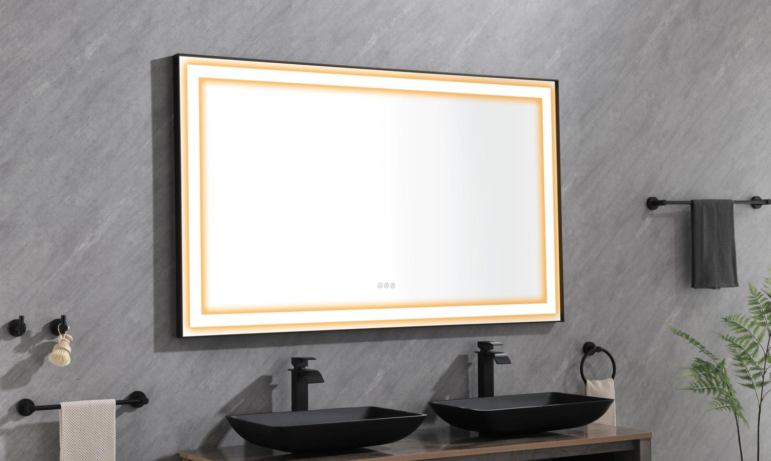 96in. W x36 in. H Framed LED Single Bathroom Vanity Mirror in Polished Crystal Bathroom Vanity LED Mirror with 3 Color Lights Mirror for Bathroom Wall | Home Elegance USA