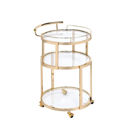 Acme - Madelina Serving Cart 98286 Clear Glass & Gold Finish