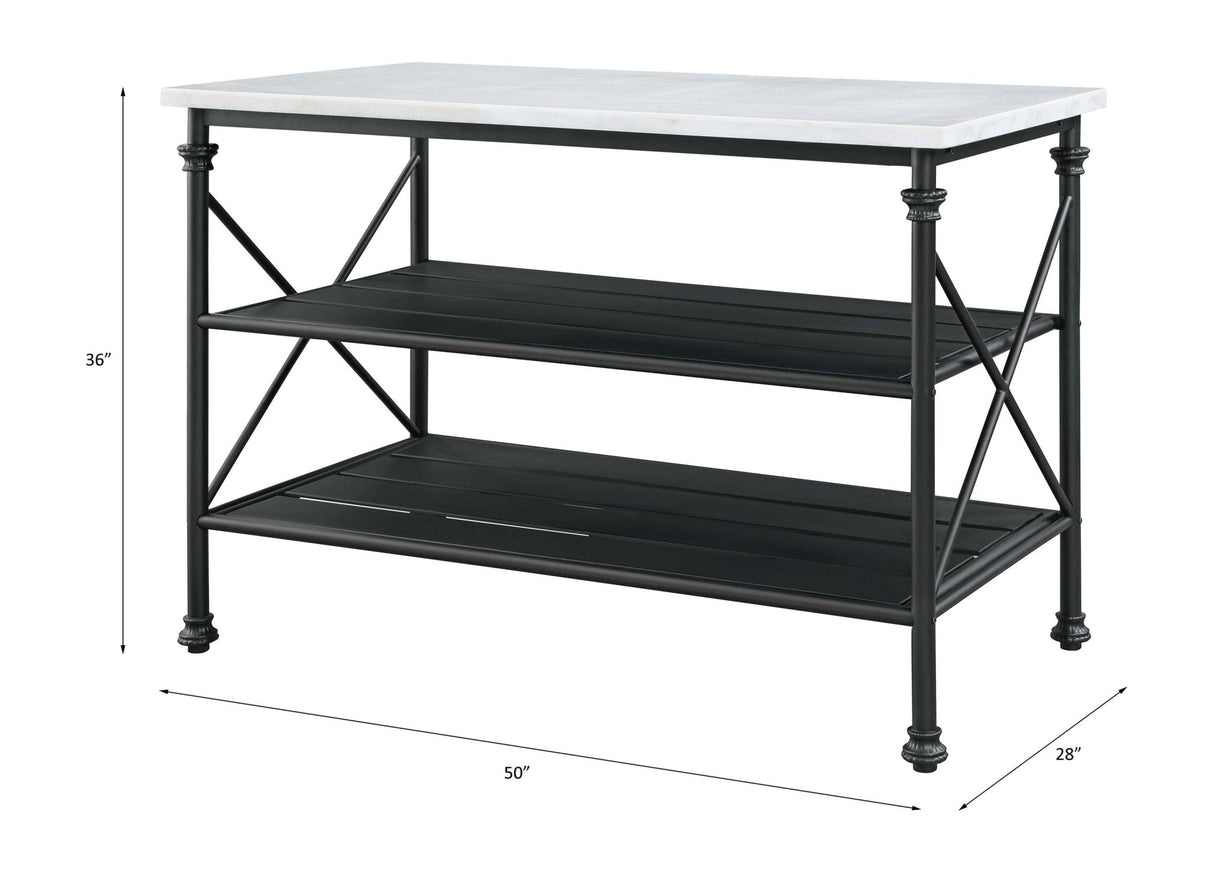 Brahm Kitchen Island 98943 White Marble Top & Gray Finish | Acme | Home Elegance USA