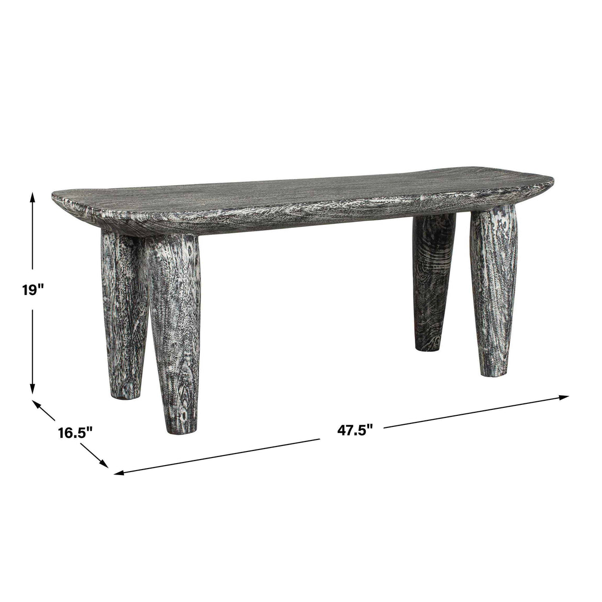 Fade To Black Wood Bench - Black / White by Uttermost - View 9
