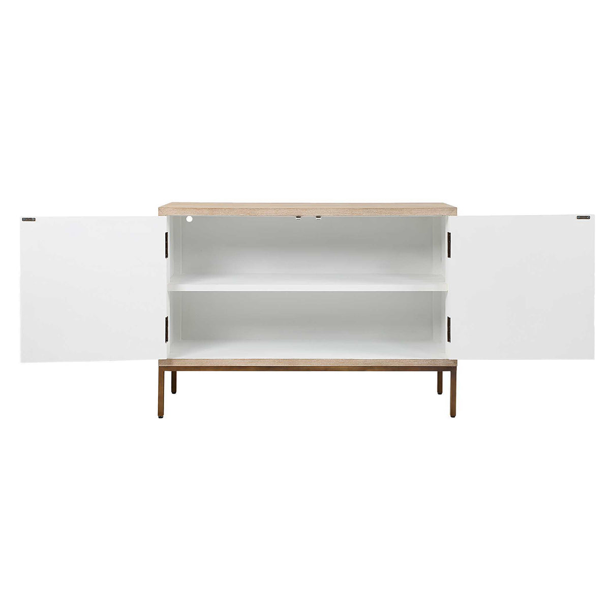 Weimar 2 Door Cabinet White / Woodtone - White / Light Brown by Uttermost - View 6