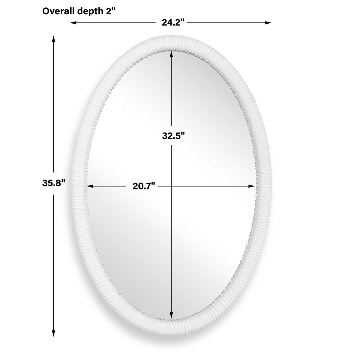 Bali Ribbed Oval Mirror - White by Uttermost - View 4