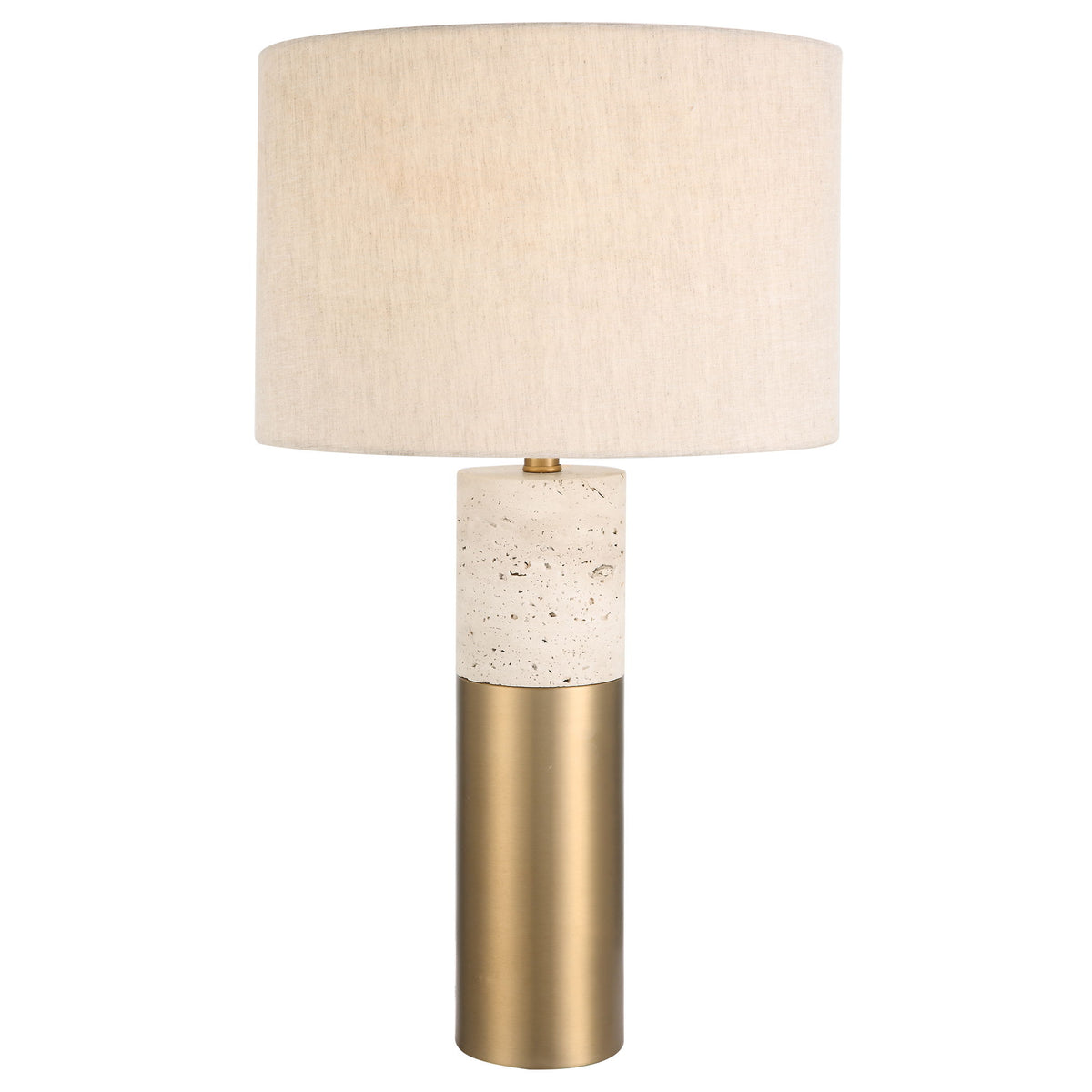 Gravitas Elegant Brass & Stone Lamp - White by Uttermost - View 1