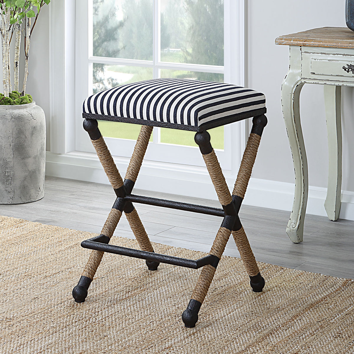 Braddock Backless Counter Stool - Black / White by Uttermost - View 2