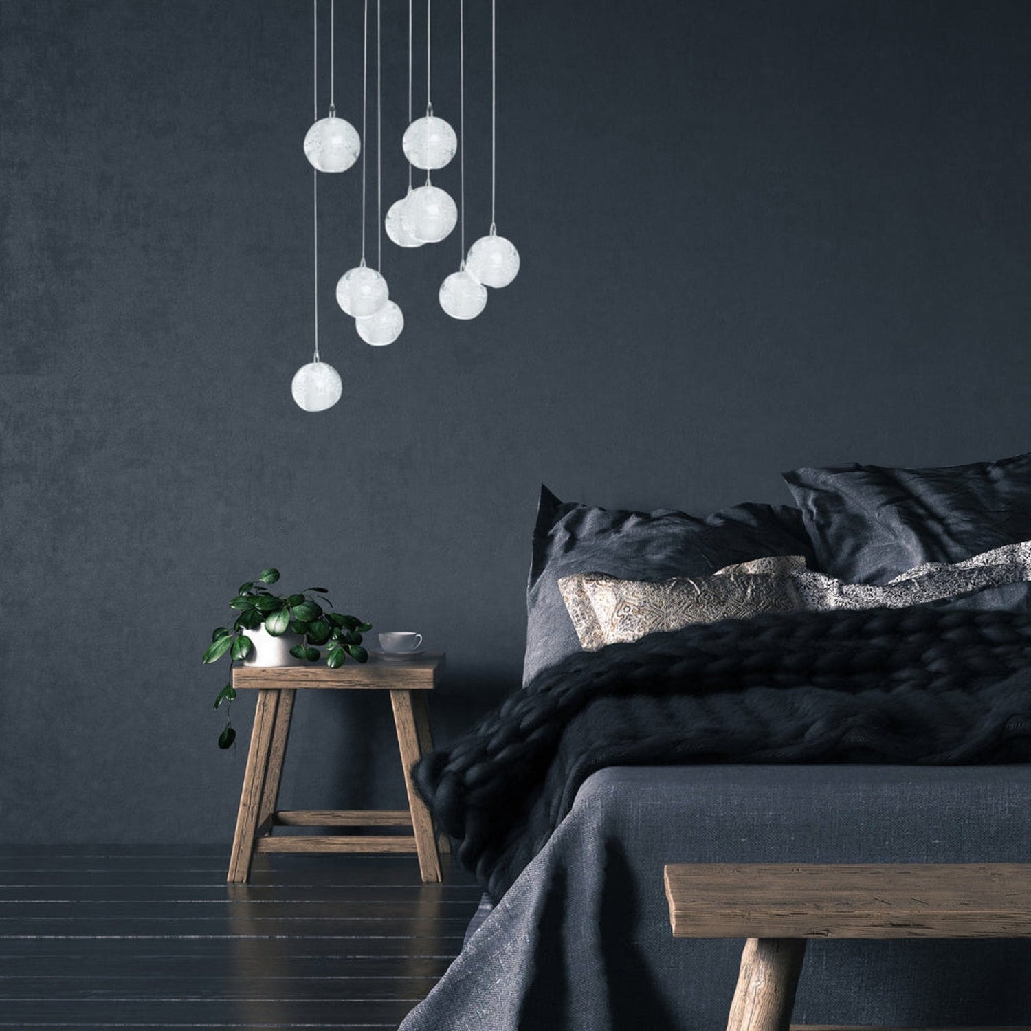 9 Light Crystal Spheres Chandelier // Round Chrome Canopy | Finesse | Home Elegance USA