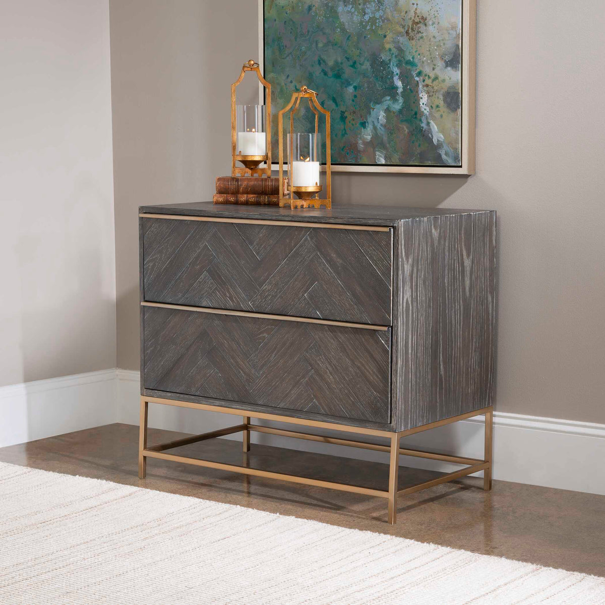 Armistead Drawer Chest Dark Walnut - Dark Brown / Yellow by Uttermost - View 3