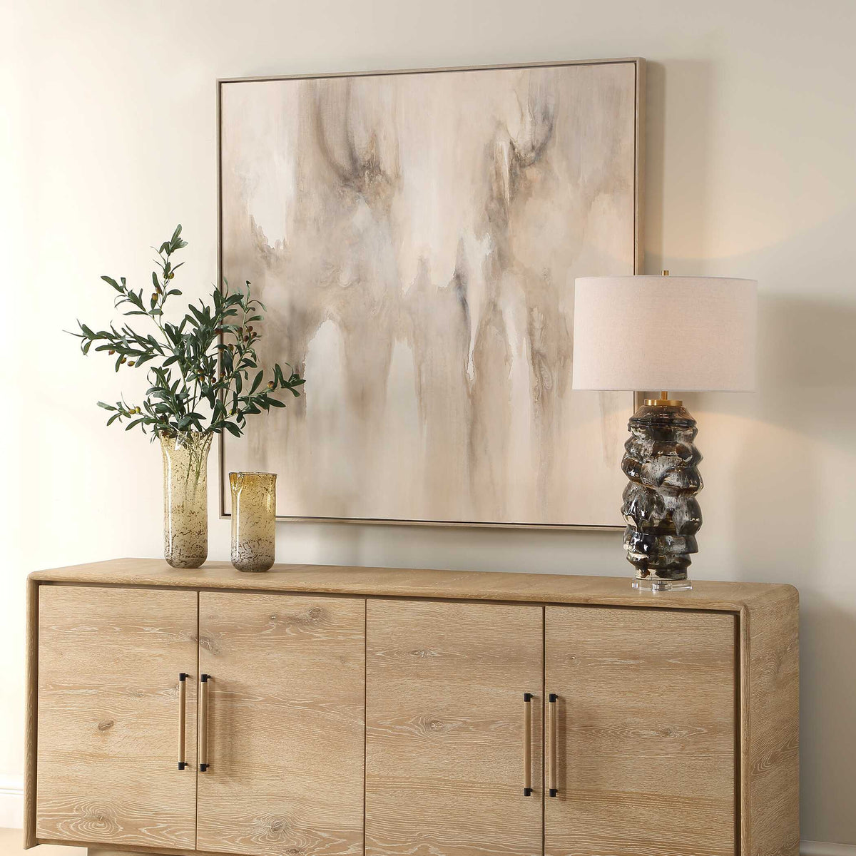 Embark Hand Painted Abstract Canvas Black / Brown / Gray / Woodtone - Light Brown by Uttermost - View 3