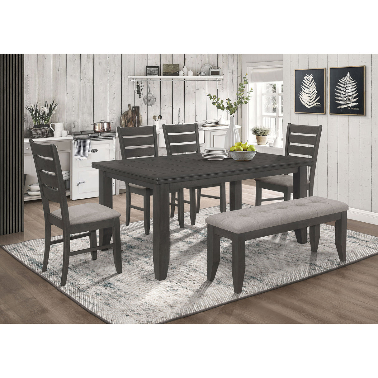 Dexter Grey and Dark Grey 6-piece Rectangular Dining Set
