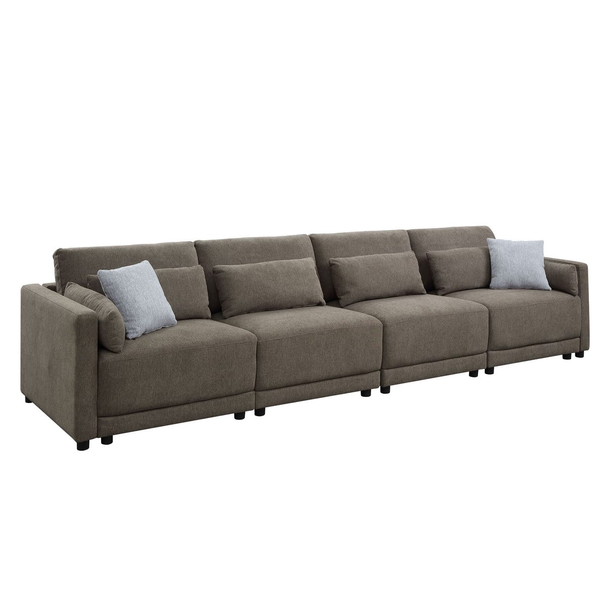 Rylie Brown Linen 4Pcs Modular Sectional Sofa with Toss Pillows