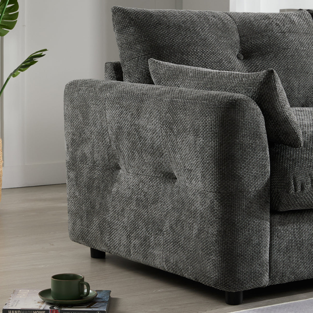 136'' Modular Sectional Sofa with Console, Cup Holder, USB Charger, Movable Storage Ottoman, Pull-line&Tufted Design, U-Shaped Oversized Chenille Sofa for Living Room&Apartment,2 Colors - sold by Home Elegance USA