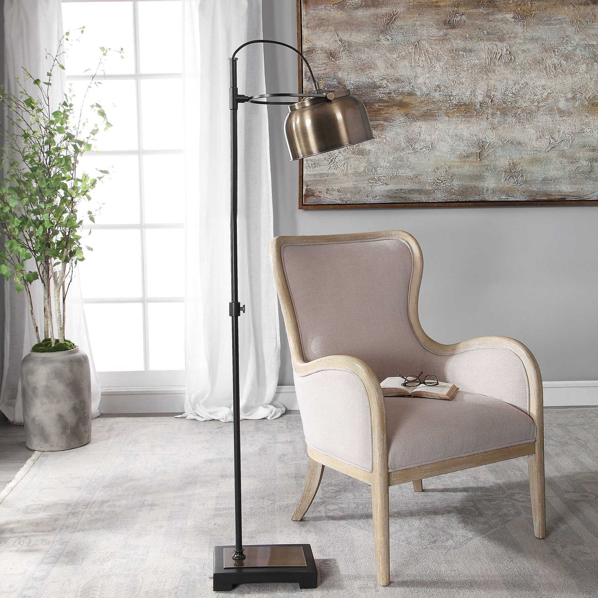 Bessemer Industrial Floor Lamp - Light Brown / Black by Uttermost - View 4