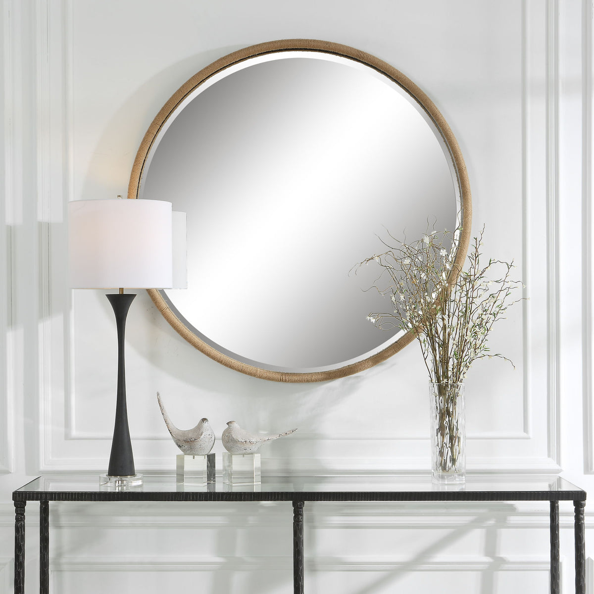 Ranchero Natural Rope Round Mirror - Light Brown by Uttermost - View 2