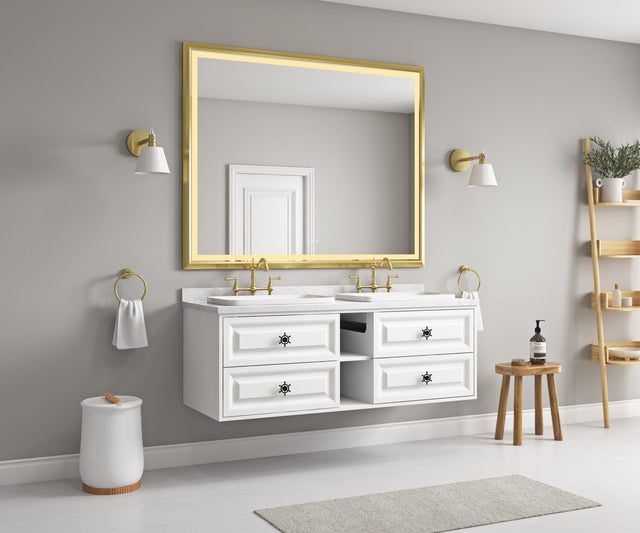 60in. W x 48 in. H LED Lighted Bathroom Wall Mounted Mirror with High Lumen+Anti - Fog Separately Control bedroom full - length mirror bathroom led mirror hair salon mirror | Home Elegance USA